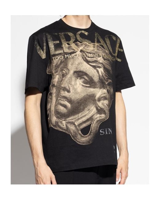 Versace Black T-Shirt With Print for men