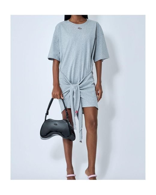 DIESEL Blue D-Eivor Tie Front T-Shirt Dress