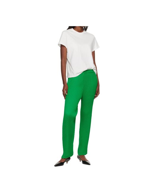 Issey Miyake Green Pleated Satin Casual Trousers