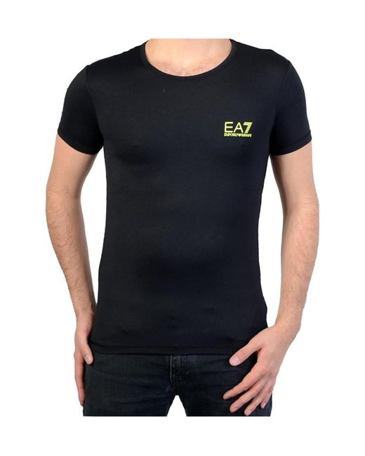 EA7 Black Logo T-Shirt With Round Neck for men