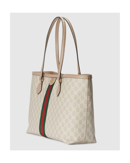 Gucci White Ophidia Logo Plaque Tote Bag