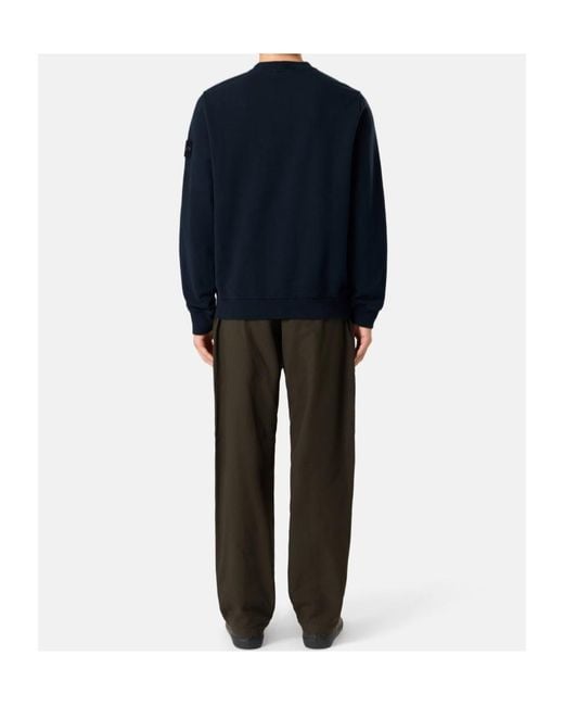 Stone Island Blue Logo-Patch Pocket Sweatshirt for men