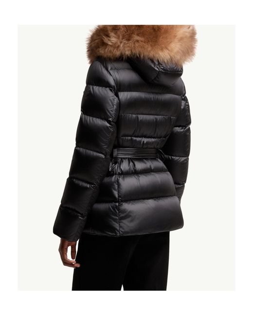 Moncler Black Cupidones Shearling-Trimmed Short Down Jacket