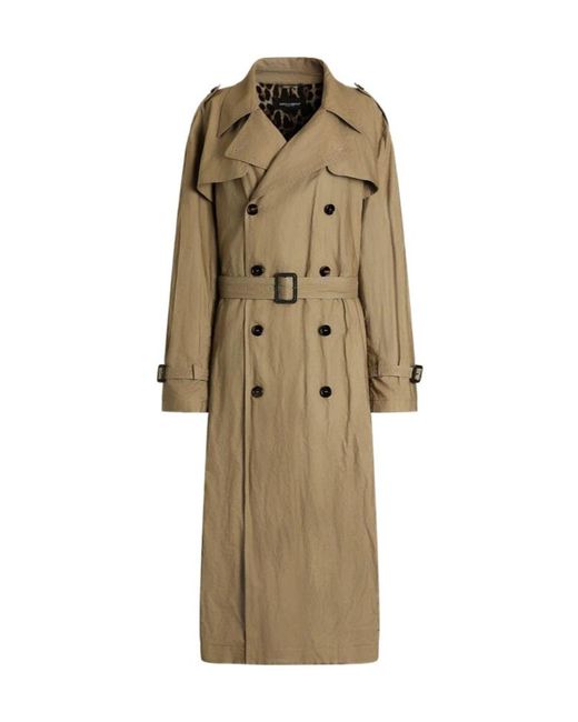 Dolce & Gabbana Natural Double-Breasted Trench Coat