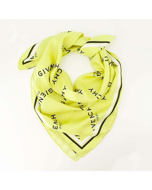 Givenchy Green Logo-Print Silk Scarf