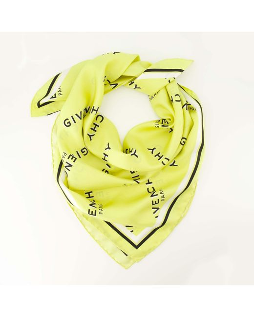 Givenchy Green Logo-Print Silk Scarf
