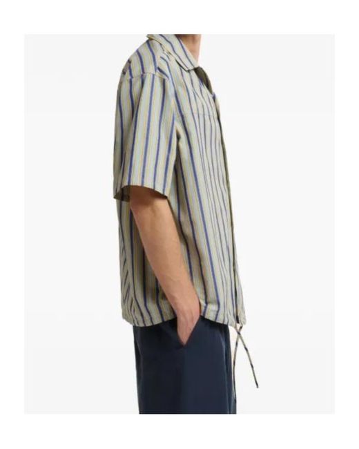 Marni Gray Short-Sleeved Striped Shirt for men