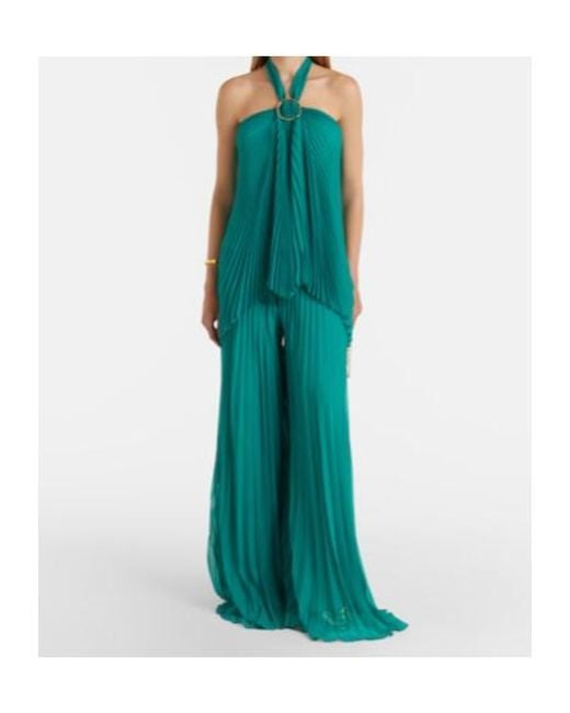 Max Mara Green Grembo Pleated Wide-Leg Pants