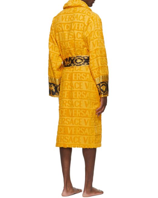 Versace Yellow I Love Baroque Belted Bathrobe for men