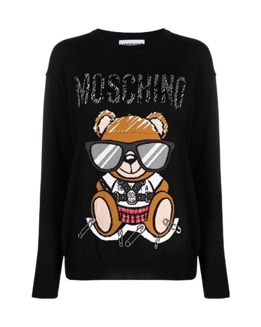 Moschino Black Round-Necked Logo Sweater