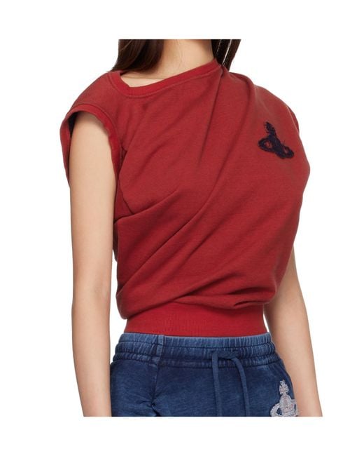 Vivienne Westwood Red Logo Printed Asymmetric Top