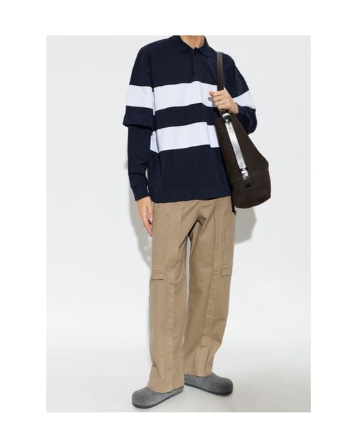 DARKPARK Blue Zack Striped Long-Sleeve Polo Shirt for men
