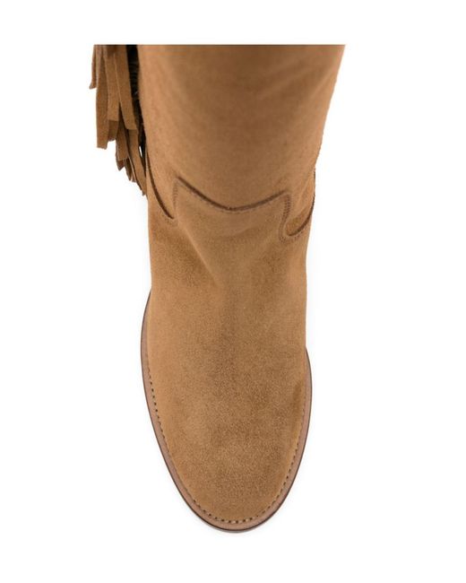 Via Roma 15 Brown Fringe-Detail Knee Length Boots
