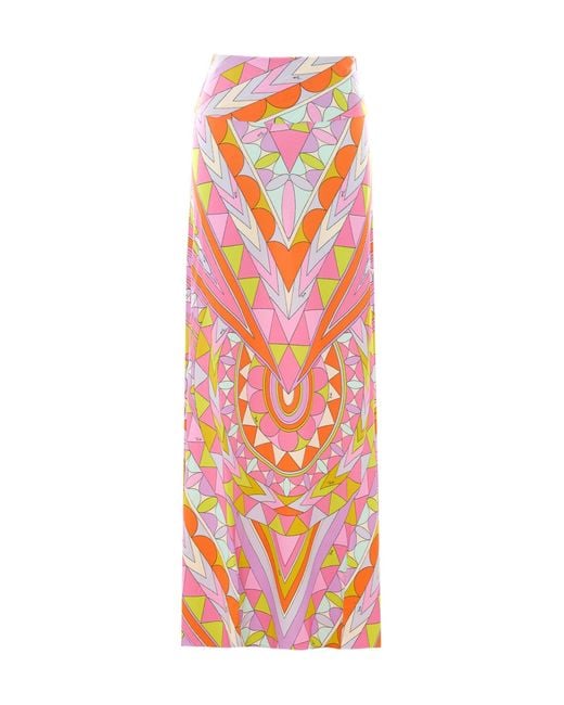 Emilio Pucci White Pucci Geometric Printed Midi Skirt