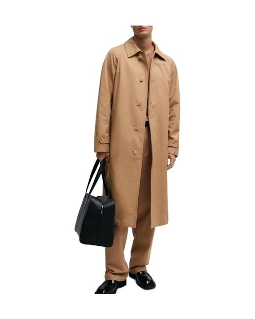 Boss Natural Classic Camel-Colored Long Car Coat for men