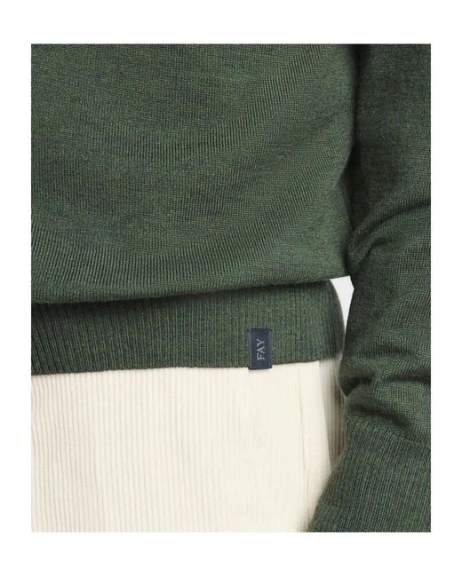 Fay Green Round-Neck Jumper for men