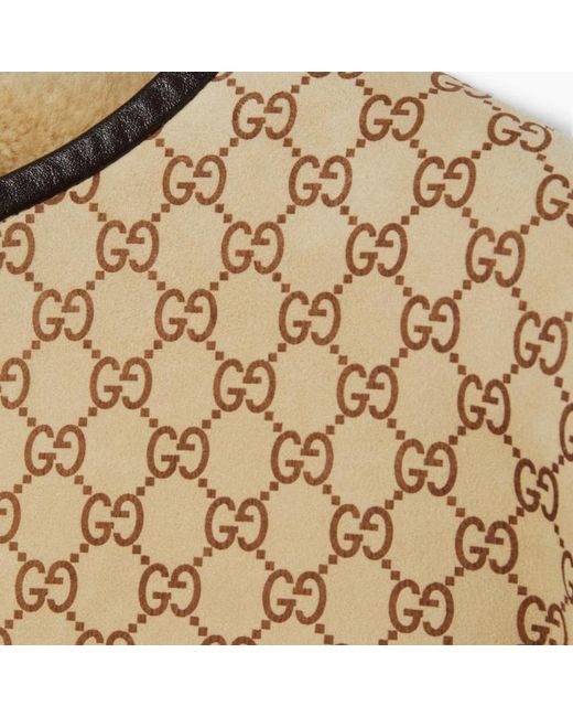 Gucci Natural Printed Gg Shearling Jacket