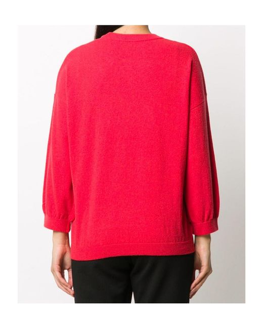 Moschino Red Crystal Decorated Logo-Inlaid Pullover