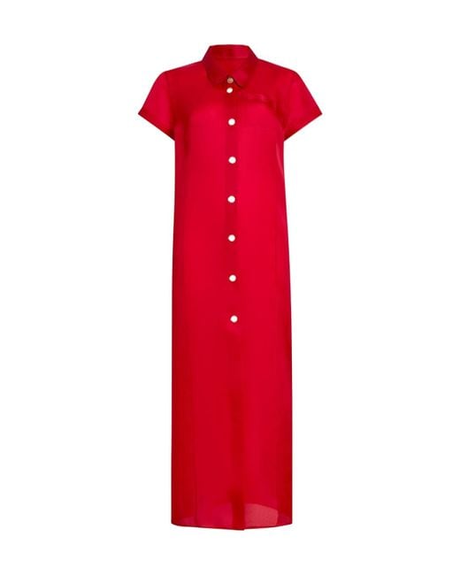 Khaite Red Effy Short-Sleeved Dress