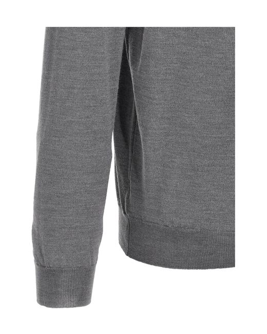 Zanone Gray Flexwool Long-Sleeve Polo Shirt for men