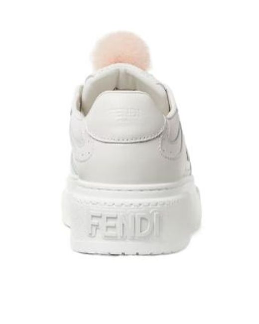 Fendi White Match Platform Lace-Up Sneakers