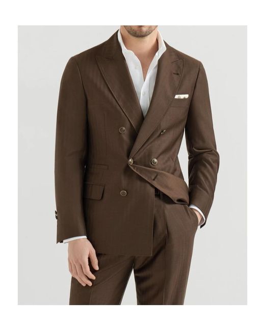 Brunello Cucinelli Brown Virgin-Wool And Cashmere One-And-A-Half Breasted Deconstructed Blazer for men