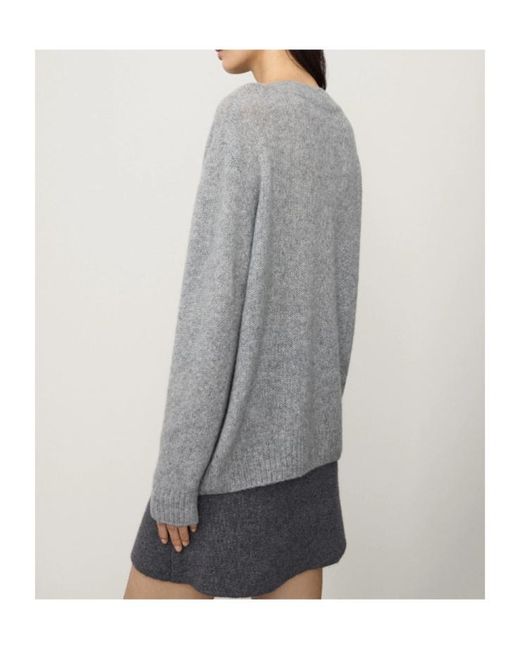 Lisa Yang Gray Leona V-Neck Knitted Jumper