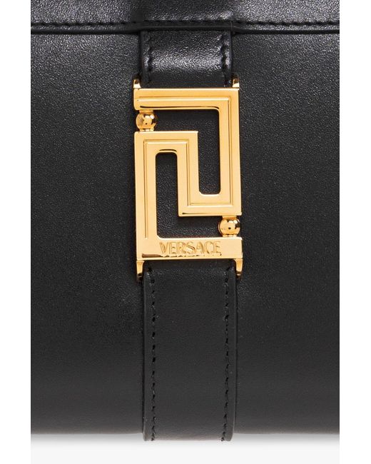 Versace Black Logo Detailed Zipped Wallet