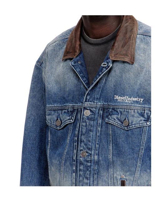 DIESEL Blue D-Denver-S1 Denim Trucker Jacket for men