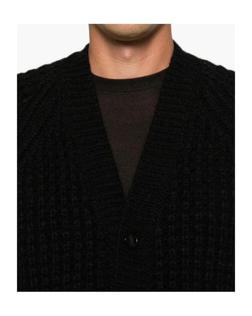 Roberto Collina Black Long-Sleeve Single-Breasted Cardigan for men