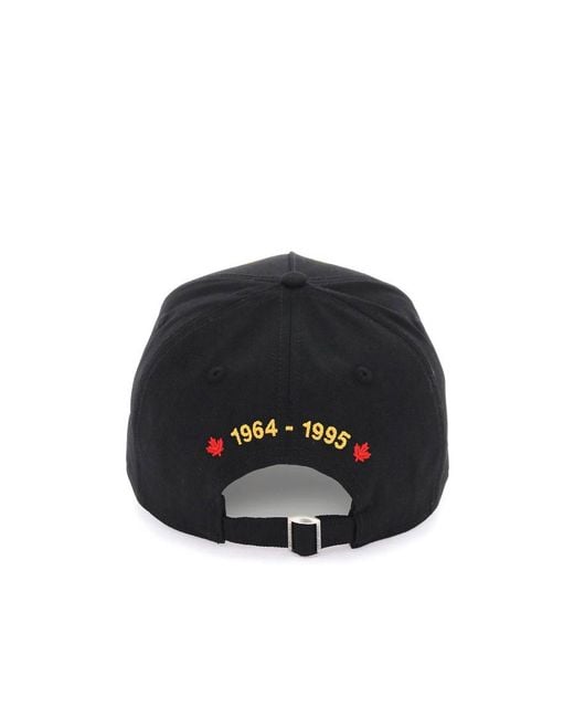 DSquared² Black Logo Patch Curved Peak Cap for men