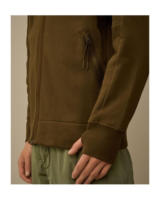 C P Company Green Goggle Zip-Up Hoodie for men