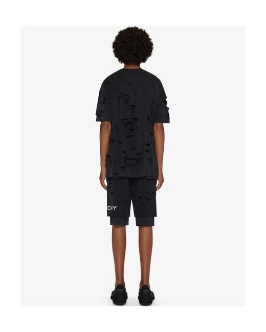 Givenchy Black Archetype Destroyed Effect Detailed Shorts for men