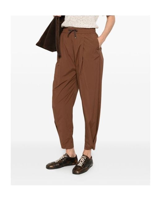 Herno Brown Lightweight Drawstring Cropped Trousers
