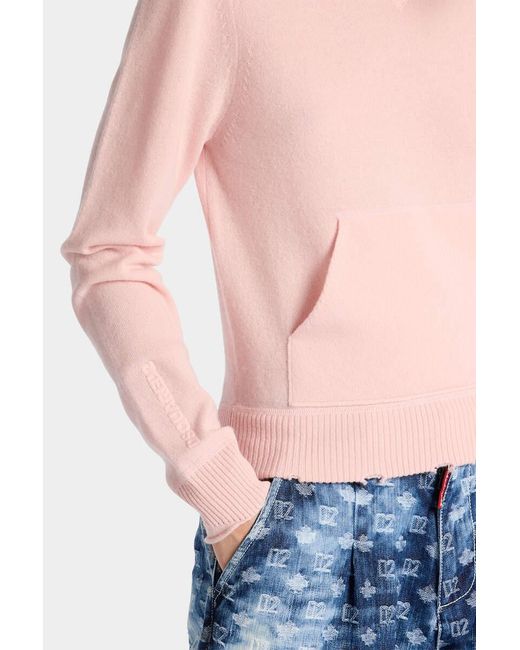 DSquared² Pink Signature Destroyed Knit Pullover