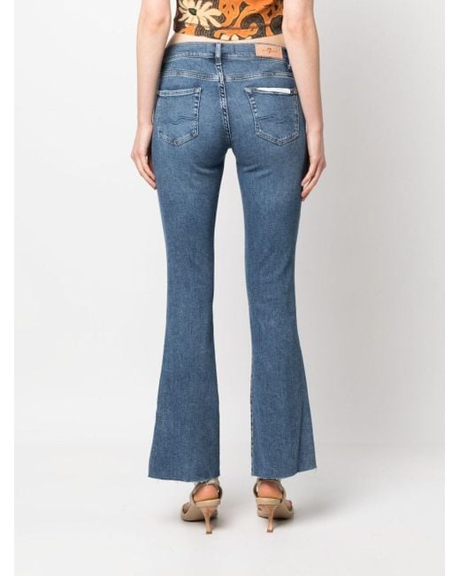 7 For All Mankind Blue Logo-Patch Bootcut Jeans