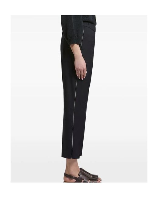 Peserico Black Side-Stripe Pressed-Crease Trousers