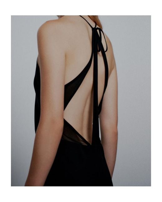 Marella Black Long Envers Satin Dress