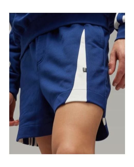 Y-3 Blue M French Terry Cutline Shorts for men