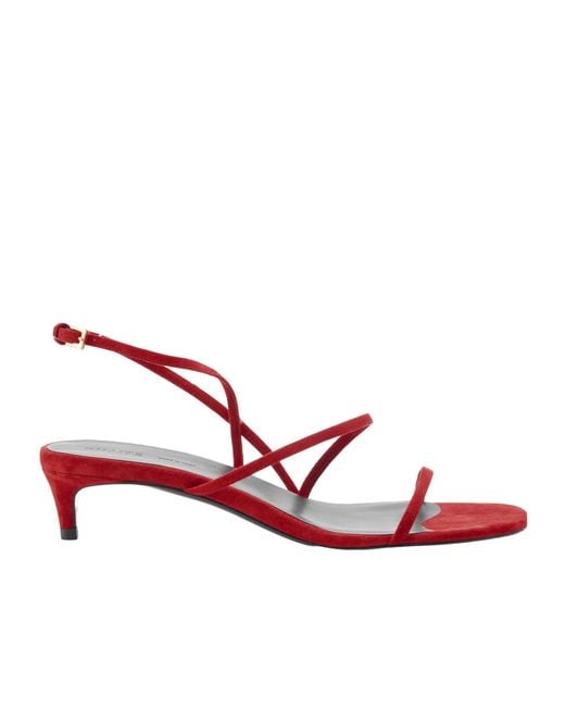 Khaite Red Loop Suede Sandals