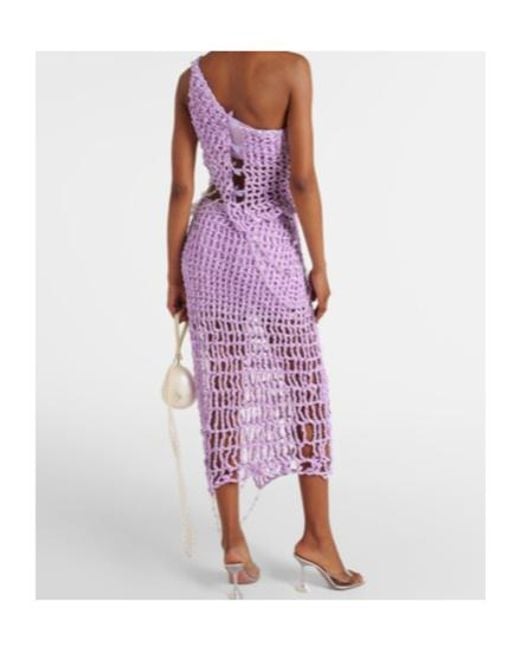 SUSAN FANG Purple Beaded Crochet Top