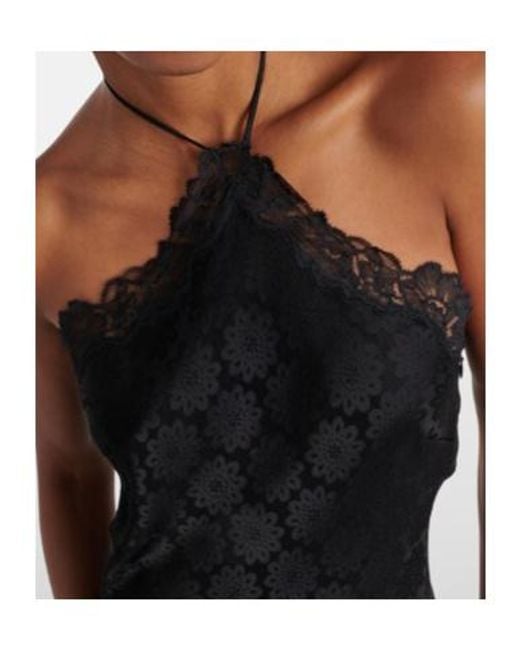 Stella McCartney Black Floral Jacquard Lace Midi Dress