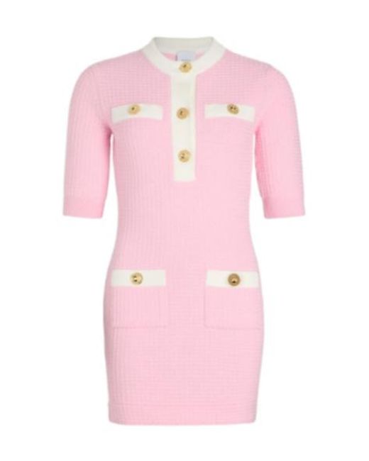 Patou Pink Button-Detail Knit Dress