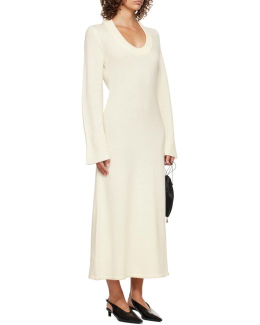 Loulou de Saison White U-Neck Below Knee Dress