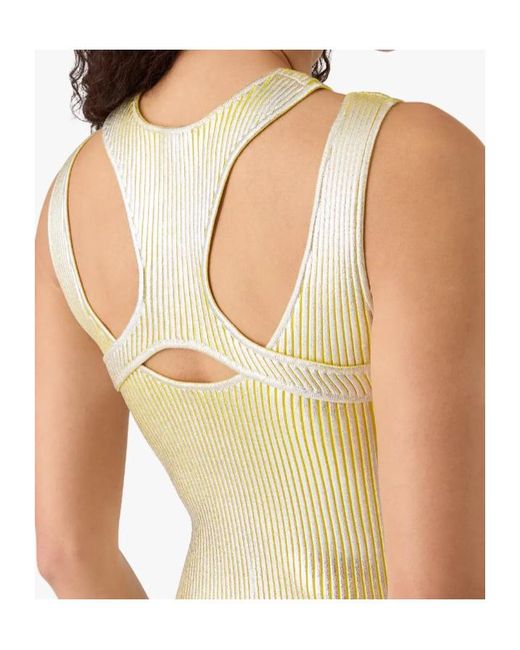 Casablanca Yellow Cut-Out Foil-Printed Mini Dress