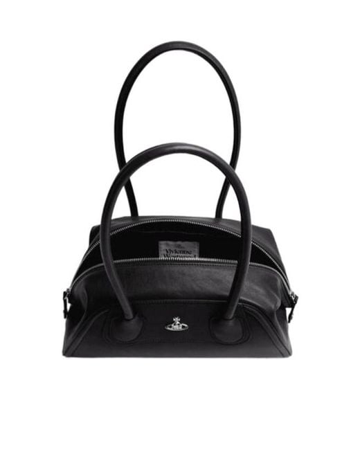 Vivienne Westwood Black Orb-Plaque Leather Shoulder Bag