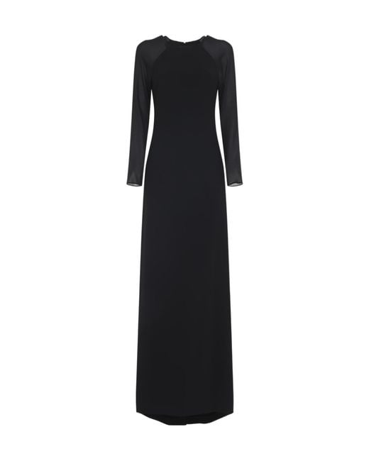 Alberta Ferretti Black Cady Maxi Dress