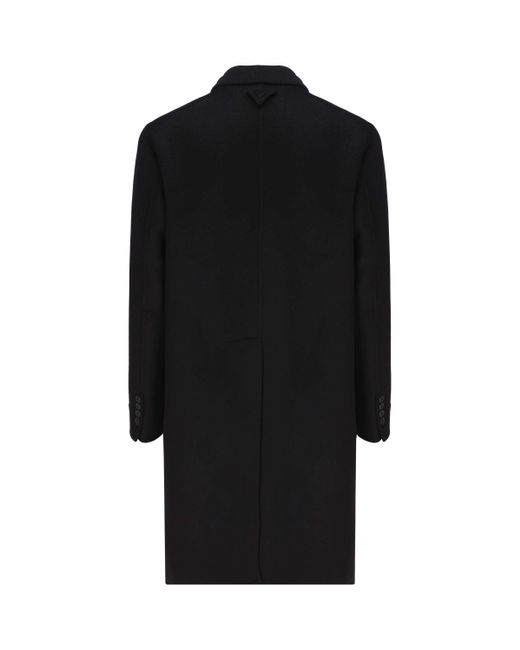 Prada Black Single Breasted Long Sleeved Coat for men