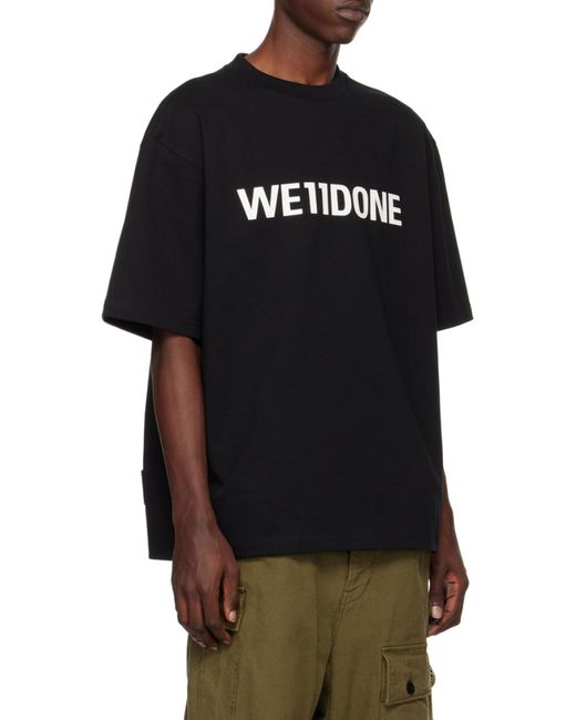 we11done Blue Logo-Print Cotton T-Shirt for men