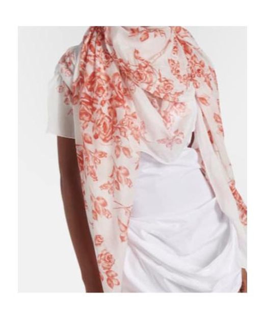 Magda Butrym Pink Floral Printed Cotton And Silk Scarf